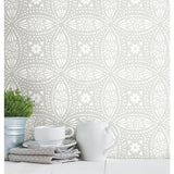 Overlapping Medallions Grey Peel & Stick Wallpaper with Whimsical Abstract Medallions - York RMK12172WP