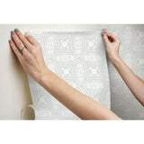 Overlapping Medallions Grey Peel & Stick Wallpaper with Whimsical Abstract Medallions - York RMK12172WP