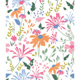 Bella Garden Multicolor Peel & Stick Wallpaper with Whimsical Botanical Floral Pattern - York RMK12174PLW