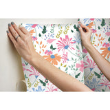 Bella Garden Multicolor Peel & Stick Wallpaper with Whimsical Botanical Floral Pattern - York RMK12174PLW