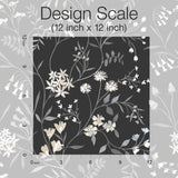 Meadow Mix Black Peel & Stick Wallpaper with Whimsical Botanical Flowers Pattern - York RMK12179PLW