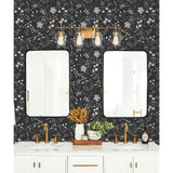 Meadow Mix Black Peel & Stick Wallpaper with Whimsical Botanical Flowers Pattern - York RMK12179PLW