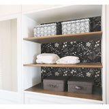Meadow Mix Black Peel & Stick Wallpaper with Whimsical Botanical Flowers Pattern - York RMK12179PLW