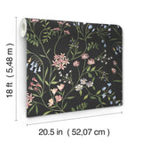 Meadow Mix Pink Peel & Stick Wallpaper with Whimsical Botanical Floral Pattern - York RMK12180PLW