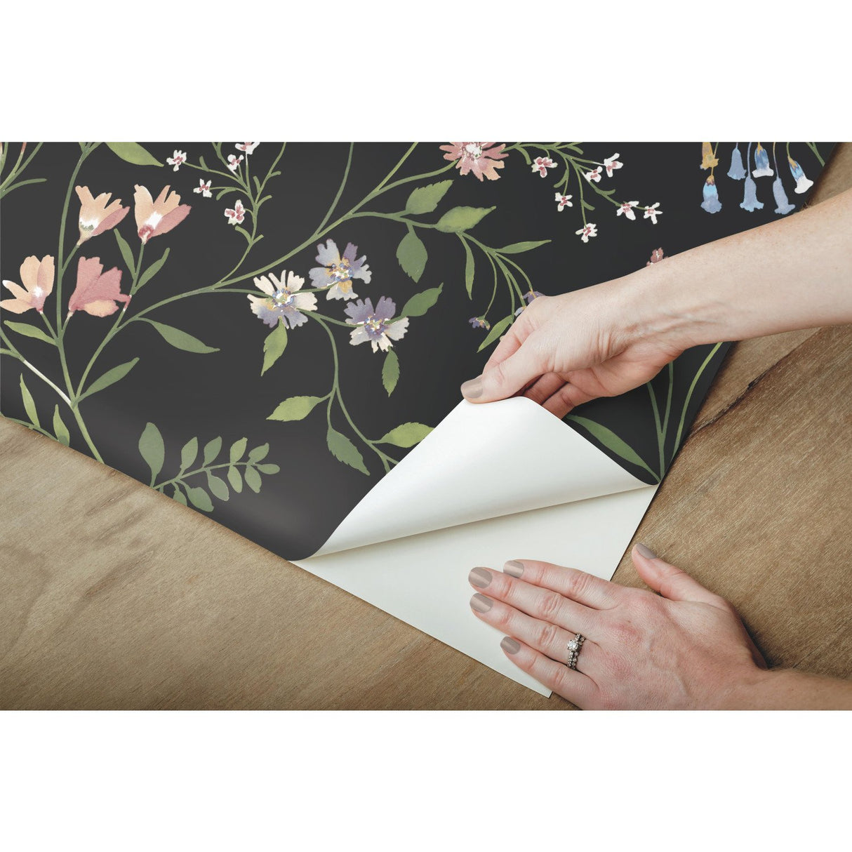 Meadow Mix Pink Peel & Stick Wallpaper with Whimsical Botanical Floral Pattern - York RMK12180PLW
