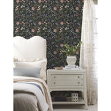 Meadow Mix Pink Peel & Stick Wallpaper with Whimsical Botanical Floral Pattern - York RMK12180PLW