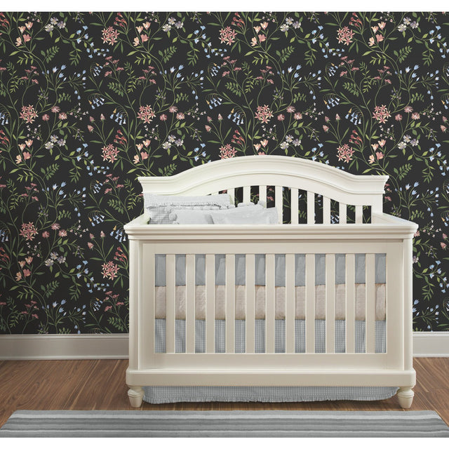 Meadow Mix Pink Peel & Stick Wallpaper with Whimsical Botanical Floral Pattern - York RMK12180PLW