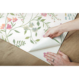 Meadow Mix Pink Peel & Stick Wallpaper with Whimsical Botanical Floral Pattern - York RMK12181PLW