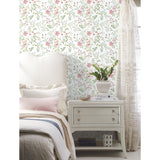 Meadow Mix Pink Peel & Stick Wallpaper with Whimsical Botanical Floral Pattern - York RMK12181PLW
