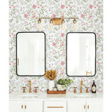 Meadow Mix Pink Peel & Stick Wallpaper with Whimsical Botanical Floral Pattern - York RMK12181PLW