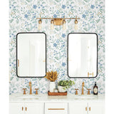 Meadow Mix Blue Peel & Stick Wallpaper with Botanical Floral Pattern, Whimsical Style - York RMK12182PLW