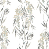 Nouveaux Wisteria Taupe Peel & Stick Wallpaper with Botanical Floral Pattern, Whimsical Style - York RMK12183PLW