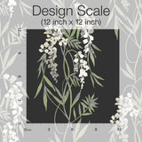 Nouveaux Wisteria Green Peel & Stick Wallpaper with Botanical Floral Pattern, Whimsical Style - York RMK12184PLW