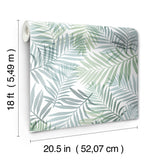 Tropical Vibe Blue Peel & Stick Wallpaper with Botanical Leaf Motif - York RMK12186PLW