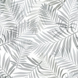 Tropical Vibe Grey Peel & Stick Wallpaper with Botanical Leaves Pattern, Tropical Style - York RMK12187PLW