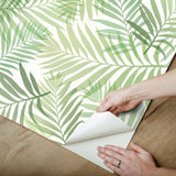 Tropical Vibe Green Peel & Stick Wallpaper with Botanical Leaves Motif - York RMK12188PLW