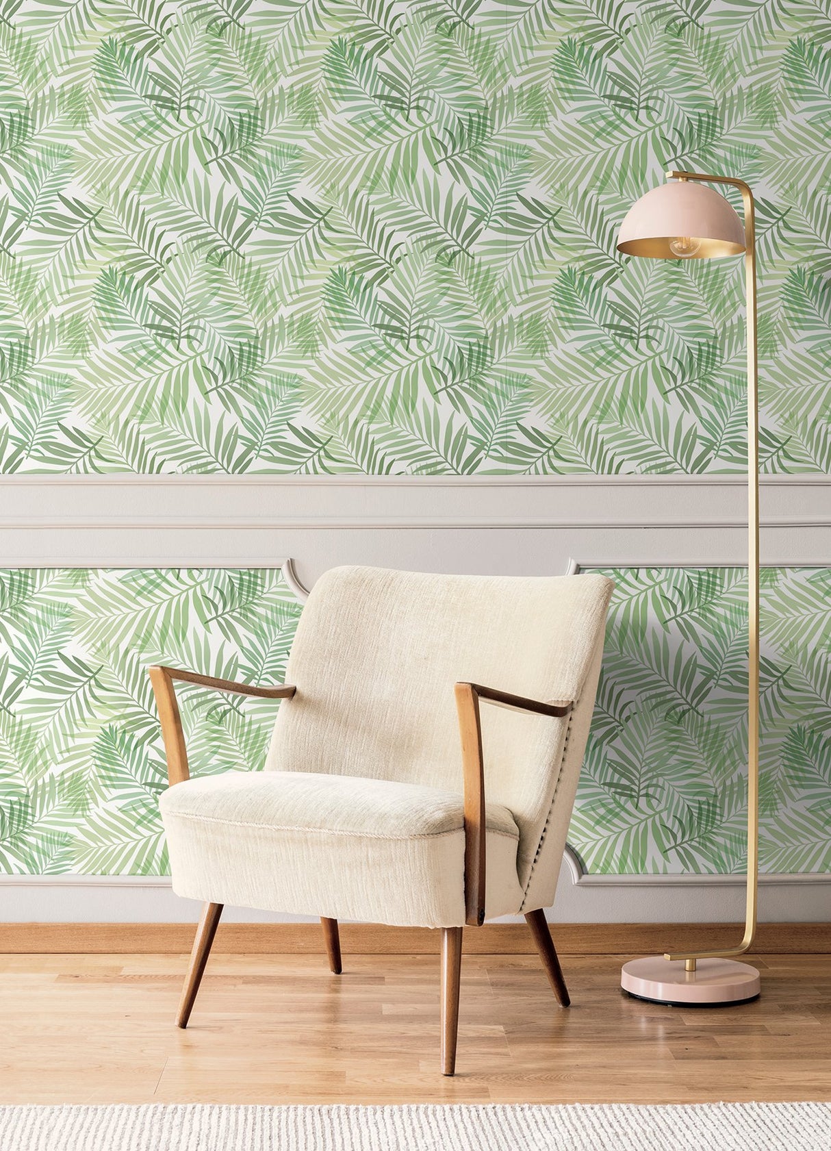 Tropical Vibe Green Peel & Stick Wallpaper with Botanical Leaves Motif - York RMK12188PLW