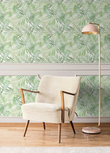 Tropical Vibe Green Peel & Stick Wallpaper with Botanical Leaves Motif - York RMK12188PLW