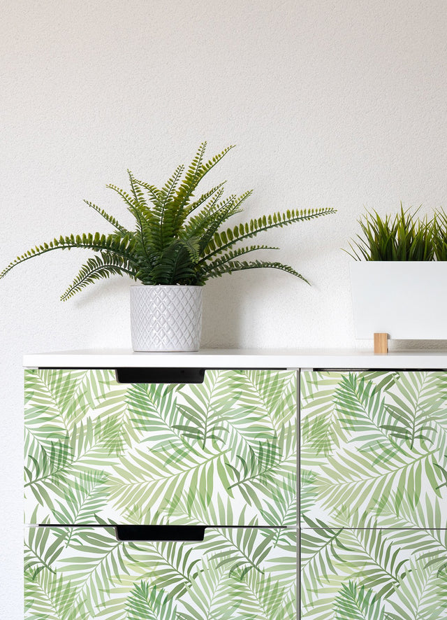 Tropical Vibe Green Peel & Stick Wallpaper with Botanical Leaves Motif - York RMK12188PLW