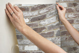 Reclaimed Brick Brown Peel & Stick Wallpaper with Industrial Brick Pattern - York RMK12194PL