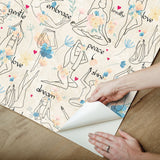 Yoga Goddesses Blue Peel & Stick Wallpaper