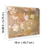 Yoga Goddesses Brown Peel & Stick Wallpaper