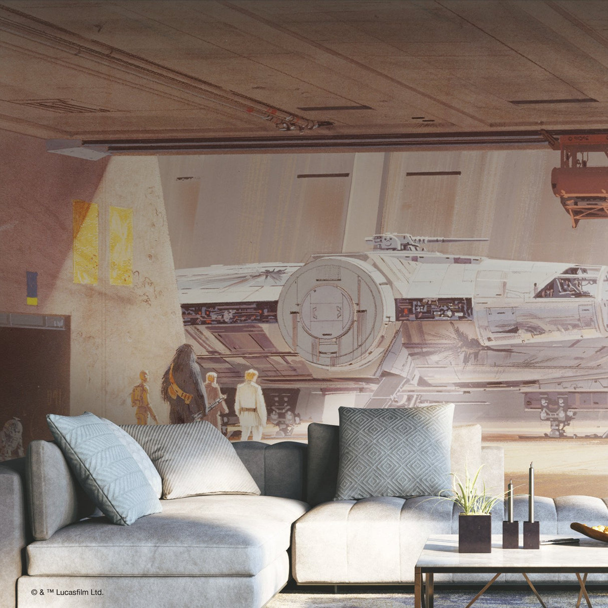 Ralph McQuarries Star Wars Docking Bay Millennium Falcon Peel & Stick Wall Mural Beige - York RMK12200M