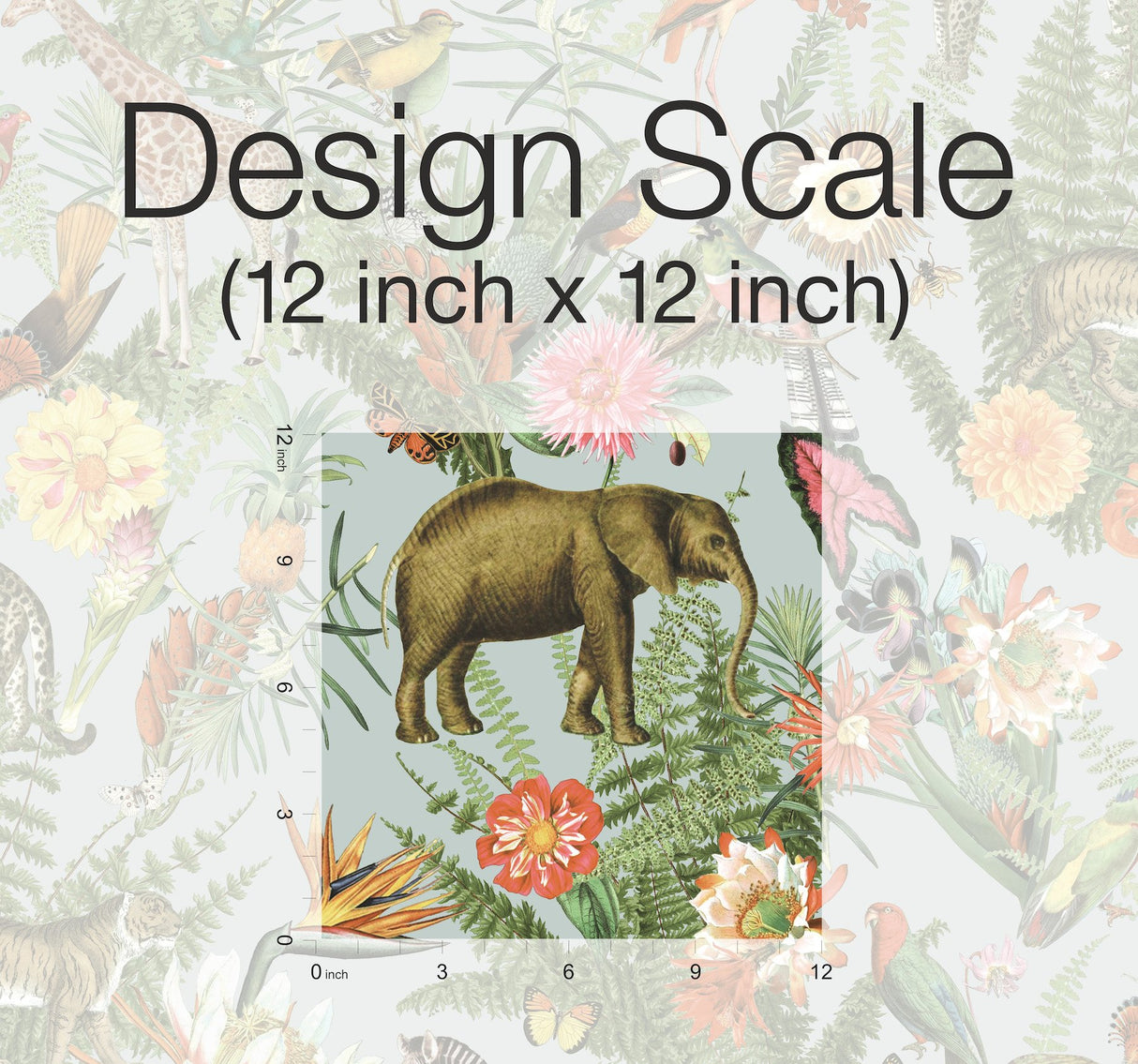 Tropical Zoo Green Peel & Stick Vinyl Wallpaper with Botanical Animal Motif - York RMK12202WP
