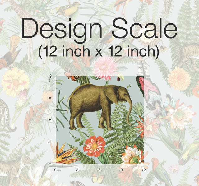 Tropical Zoo Green Peel & Stick Vinyl Wallpaper with Botanical Animal Motif - York RMK12202WP