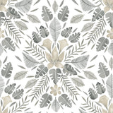 Grey Cat Coquillette Tropical Peel & Stick Wallpaper in Grey with Botanical Floral Motif - York RMK12205WP