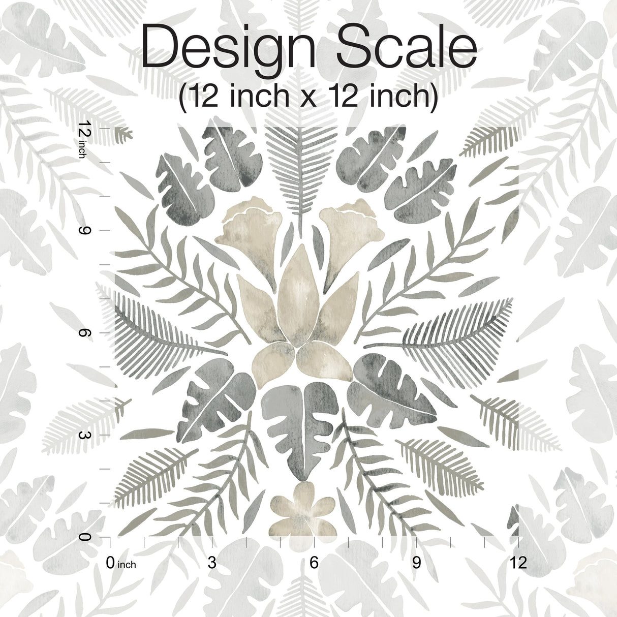 Grey Cat Coquillette Tropical Peel & Stick Wallpaper in Grey with Botanical Floral Motif - York RMK12205WP