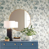 Candid Moments Grey Peel & Stick Wallpaper with Botanical Floral Chinoiserie Pattern - York RMK12206WP