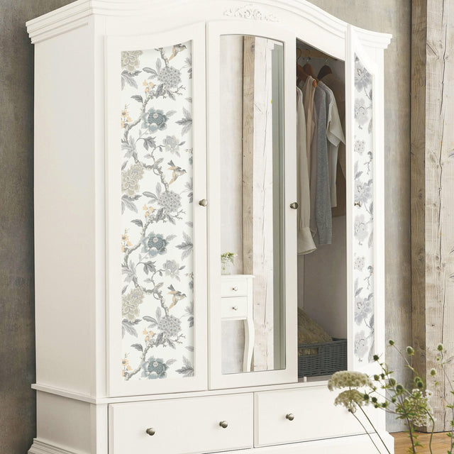 Candid Moments Grey Peel & Stick Wallpaper with Botanical Floral Chinoiserie Pattern - York RMK12206WP