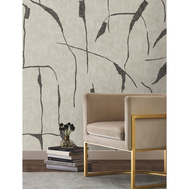 Ivory Coast Taupe Peel & Stick Wall Mural with Abstract Etched Motif - RoomMates RMK12208M