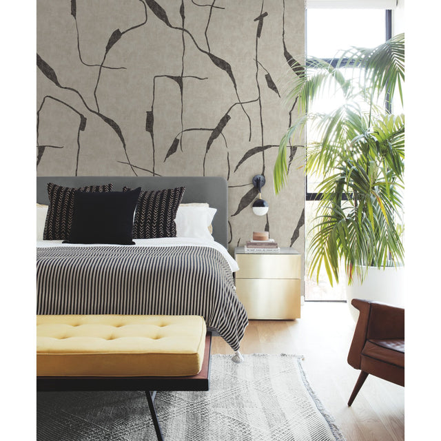 Ivory Coast Taupe Peel & Stick Wall Mural with Abstract Etched Motif - RoomMates RMK12208M