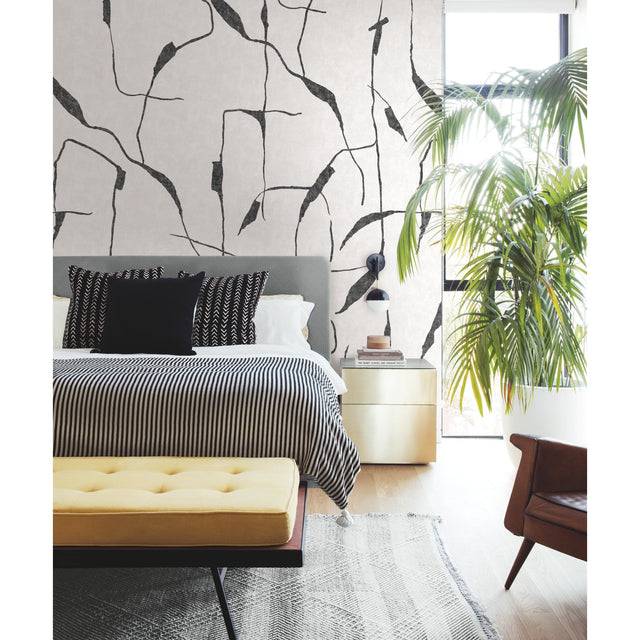 Ivory Coast Grey Peel & Stick Wall Mural with Abstract Glam Etched Motif - York RMK12210M