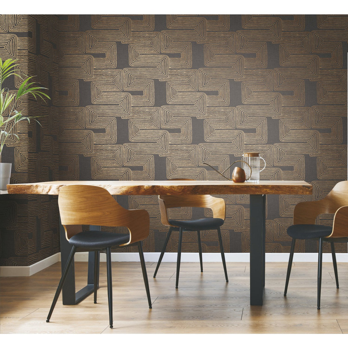 Zulu Signature Gold Peel & Stick Wallpaper with Metallic Global Texture Pattern - York RMK12213PL