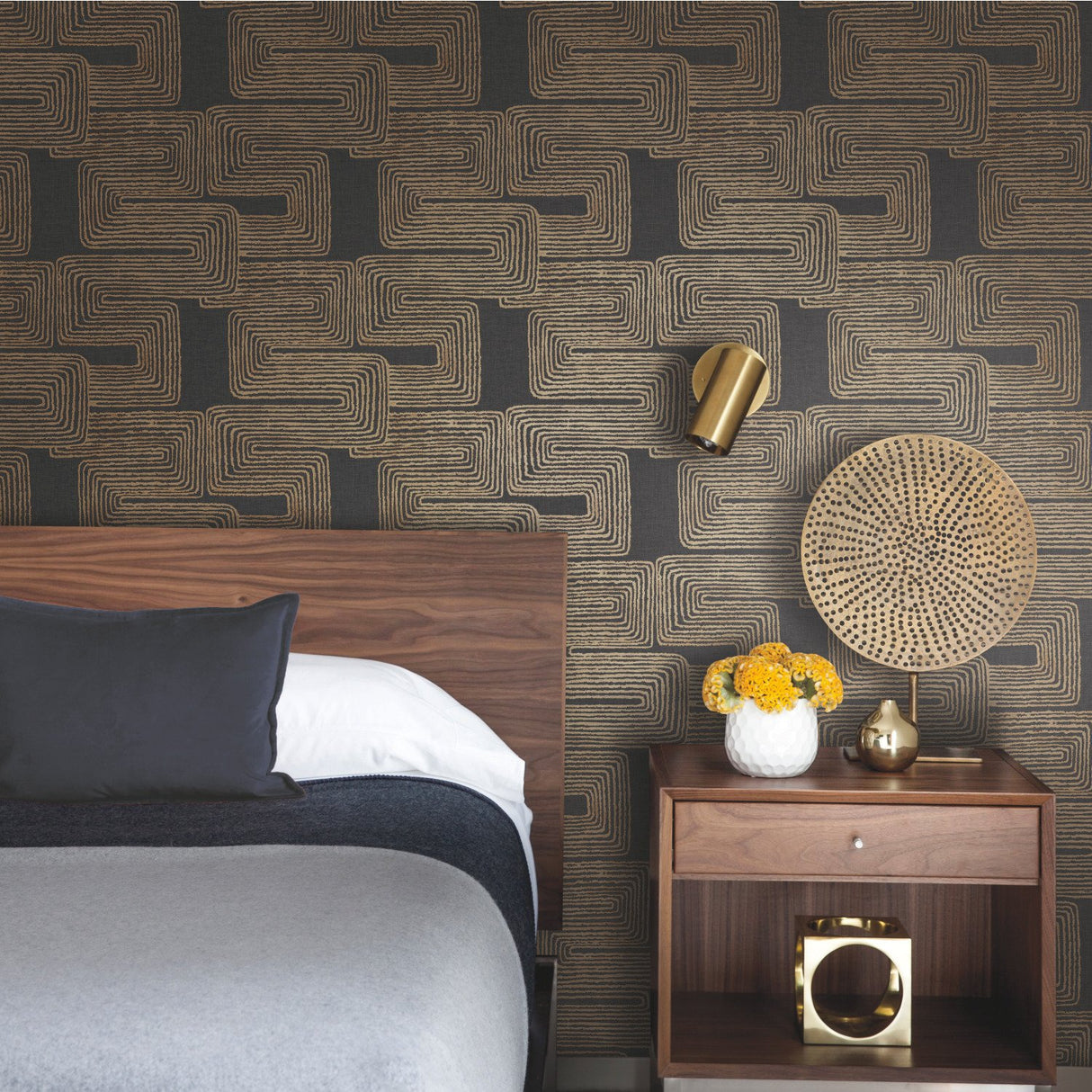 Zulu Signature Gold Peel & Stick Wallpaper with Metallic Global Texture Pattern - York RMK12213PL