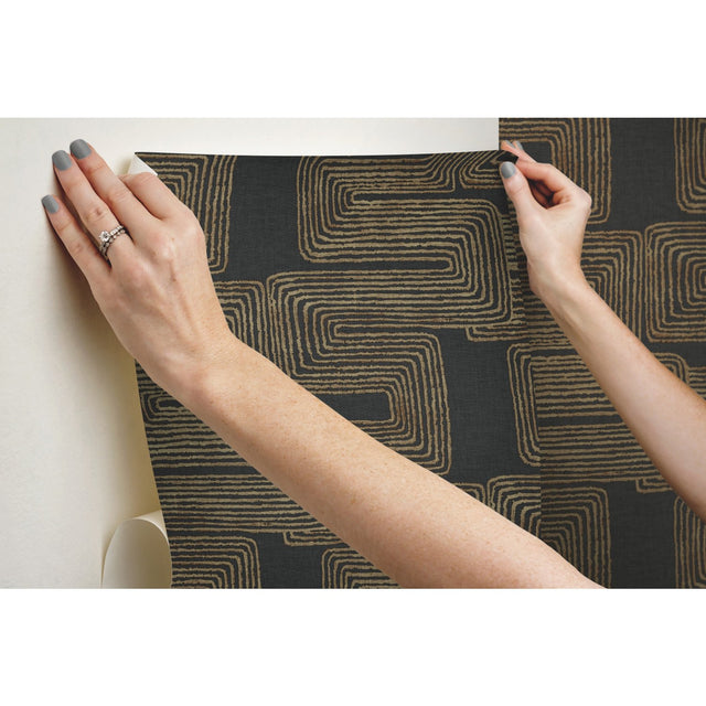 Zulu Signature Gold Peel & Stick Wallpaper with Metallic Global Texture Pattern - York RMK12213PL