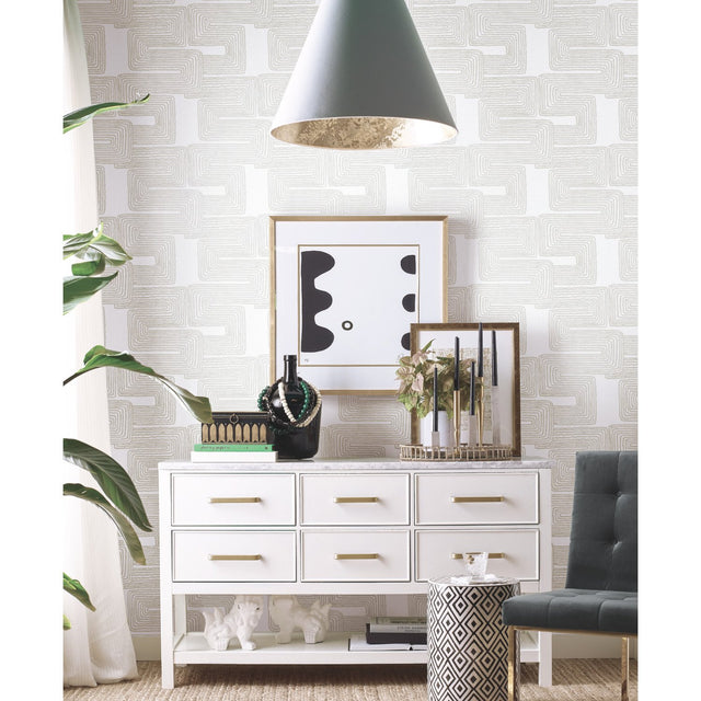 Zulu Signature White Peel & Stick Wallpaper with Global Texture Pattern Glam Style - York RMK12214PL