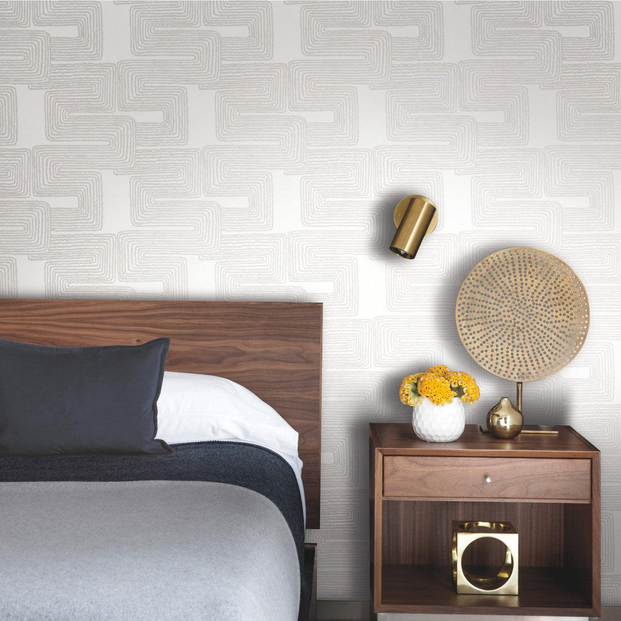 Zulu Signature White Peel & Stick Wallpaper with Global Texture Pattern Glam Style - York RMK12214PL