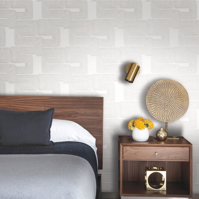 Zulu Signature White Peel & Stick Wallpaper with Global Texture Pattern Glam Style - York RMK12214PL SAMPLE