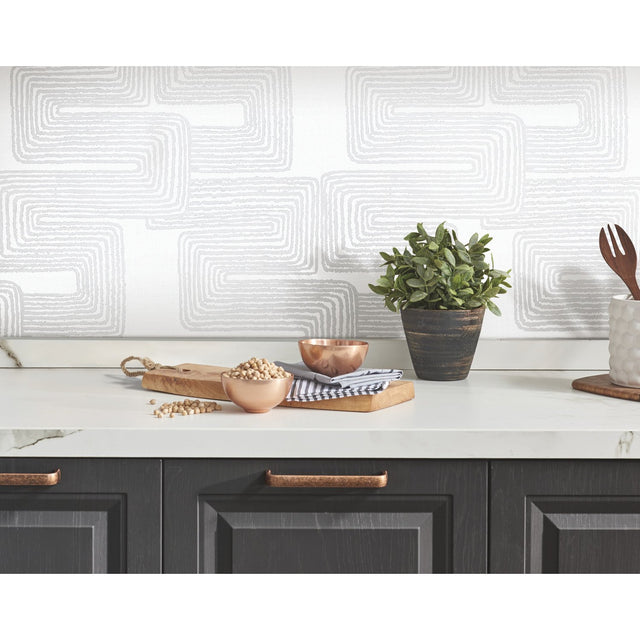 Zulu Signature White Peel & Stick Wallpaper with Global Texture Pattern Glam Style - York RMK12214PL
