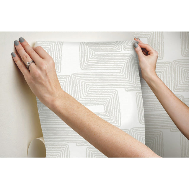 Zulu Signature White Peel & Stick Wallpaper with Global Texture Pattern Glam Style - York RMK12214PL
