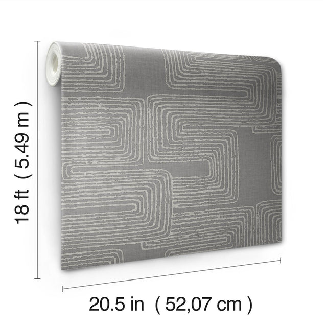 Zulu Signature Grey Peel & Stick Wallpaper with Metallic Texture Pattern, Glam Global Style - York RMK12215PL