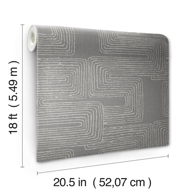 Zulu Signature Grey Peel & Stick Wallpaper with Metallic Texture Pattern, Glam Global Style - York RMK12215PL SAMPLE