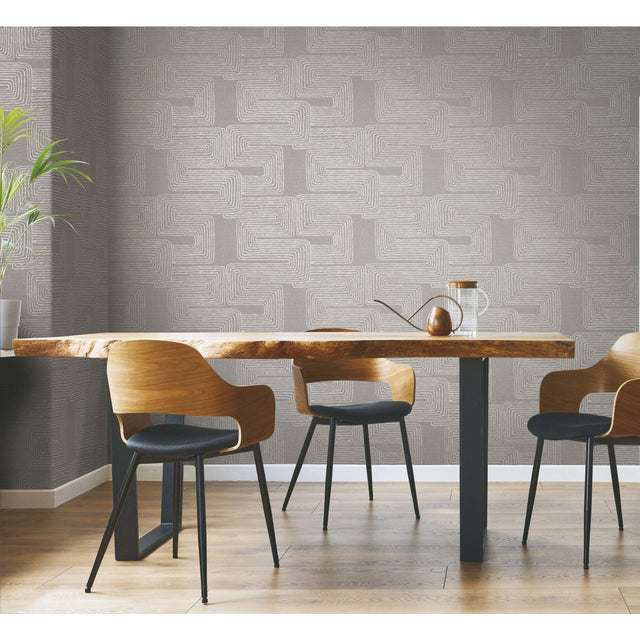 Zulu Signature Grey Peel & Stick Wallpaper with Metallic Texture Pattern, Glam Global Style - York RMK12215PL SAMPLE