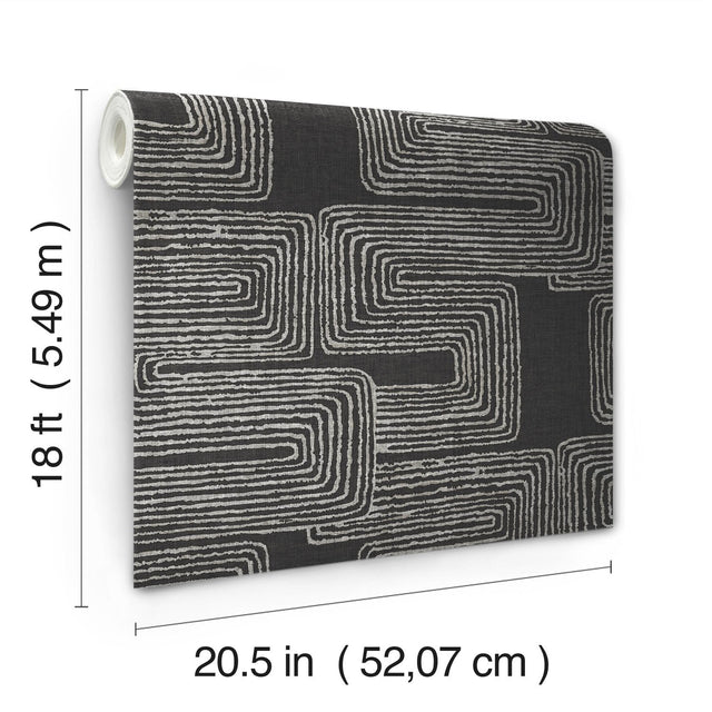Zulu Signature Black Peel & Stick Wallpaper with Global Glam Texture Pattern - York RMK12216PL