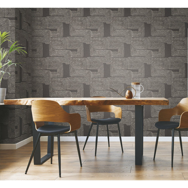 Zulu Signature Black Peel & Stick Wallpaper with Global Glam Texture Pattern - York RMK12216PL