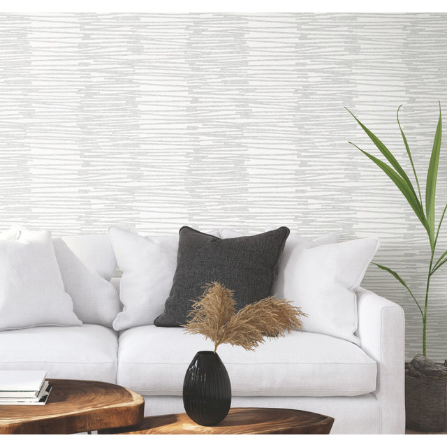 Burundi Thatch Grey Peel & Stick Wallpaper with Distressed Textures Pattern, Glam Global Style - York RMK12220PL